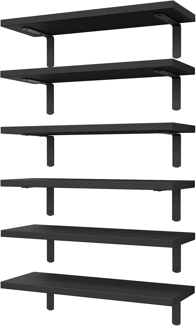 WOPITUES Wood Floating Shelves Set of 6, Shelves by WOPITUESOfficial