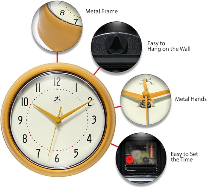 Infinity Instruments LTD. Retro 12 inch Silent Sweep Non-Ticking Mid Century - Image 5