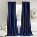 MIULEE Navy Blue Back Tab Blackout Curtains 108 Inch Long 2 Panels Set by MIULEE