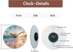 Blue Wall Clock Silent Glass Beach Wall Clock - Image 8