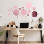 Shappy 32 Pcs Acrylic Mirror Wall Stickers Removable Round Wall Decal Circle - Image 3
