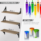 Floating Shelves with Black Metal Brackets Set of 3, Light Wood Wall Bookshelf - Image 6