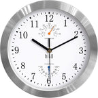 HITO 10 Inch Silent Wall Clock Battery Operated Non Ticking Glass Cover Silver - Image 8