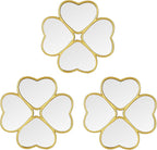 Small Decoritive Heart Wall Mirrors Set of 3, Decorative Four-Leaf Clover Mirror by LuHeToz