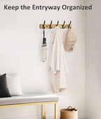 Optish Coat Rack Wall Mount, 16.5 Inches Wood Coat Hooks Wall Mount, Wall Coat - Image 4