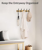 Optish Coat Rack Wall Mount, 16.5 Inches Wood Coat Hooks Wall Mount, Wall Coat - Image 4