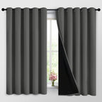 Dark Grey Full Shade Curtain Panels, Heavy Duty Lined Curtains 63 Inches Long by Yakamok