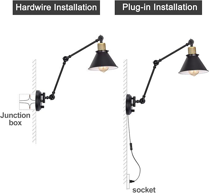 TRLIFE Plug in Wall Sconces, Dimmable Wall Sconce Swing Arm Wall Lights Plug in - Image 6