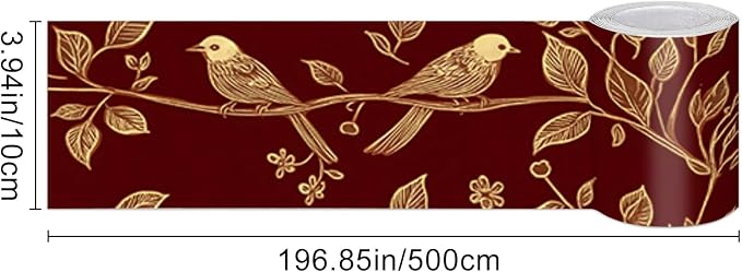 HOMETITUTE Wallpaper Border Peel and Stick Vintage Bird Motif Decorative Wall - Image 3