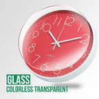 Wall Clock 10 Inch Non-Ticking Silent Modern Simple Style Round Decor Clock Red - Image 5