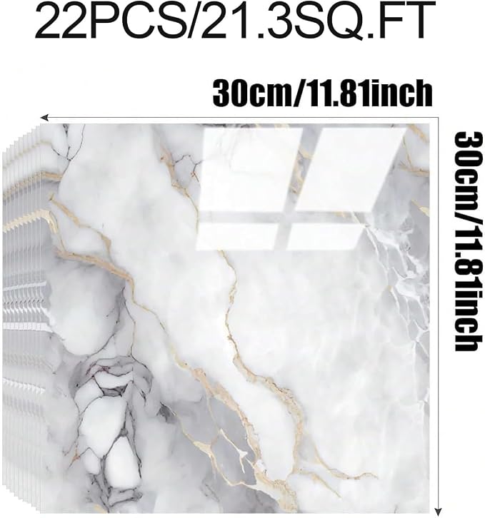 Chejiaye 22pcs Marble Peel and Stick Backsplash Surface Waterproof Wall Panels - Image 4