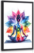 GELDSTEI Wood Framed Zen Wall Art, Chakra Yoga Wall Decor, Colorful Meditation by Unknown