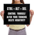 Pyradecor Black Framed Canvas Wall Art Motivational CTRL+ALT+DEL Classroom - Image 5