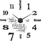 Junkin 3D Large Frameless DIY Wall Clock Modern Decor Family Quote Wall - Image 2