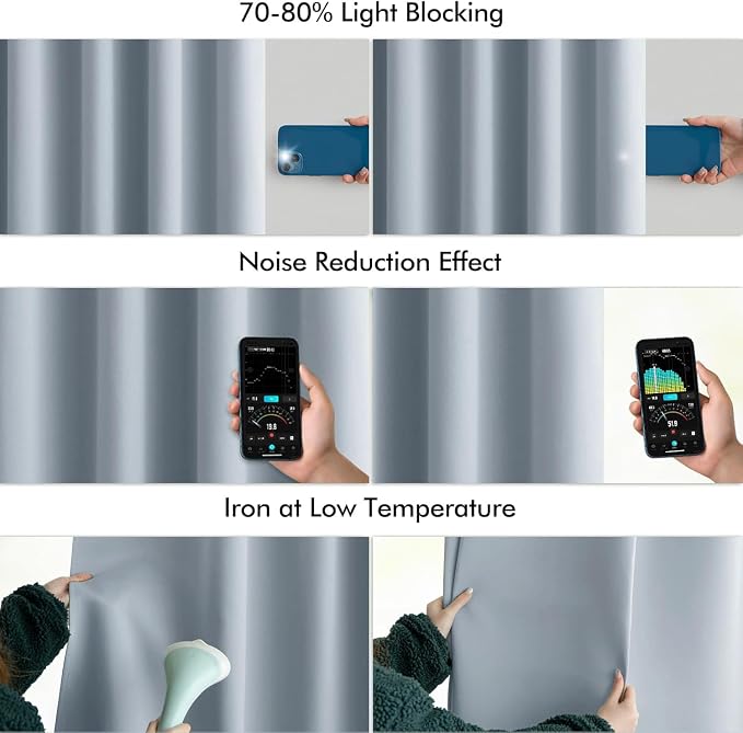 MIULEE Light Blue Back Tab Blackout Curtains 63 Inch Length 2 Panels Set - Image 5
