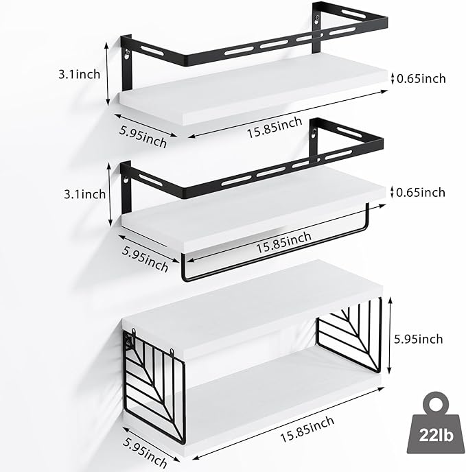 Fixwal Wall Mounted Bathroom Shelves Over Toilet, Rustic Wood Floating Shelves - Image 2