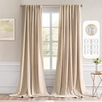 MIULEE Back Tab Beige Curtains 108 Inch Long 2 Panels Set by MIULEE