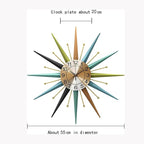 22 Inch Mid-Century Style Metal Crystal Wall Clock, Star-Shaped Silent - Image 6
