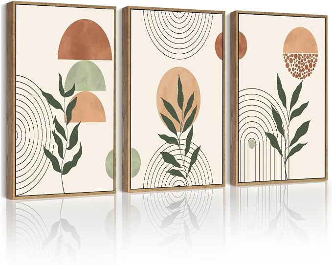PHOPAGO Boho Wall Art Sage Plant Botanical Bohemain Framed Wall Printing by PHOPAGO