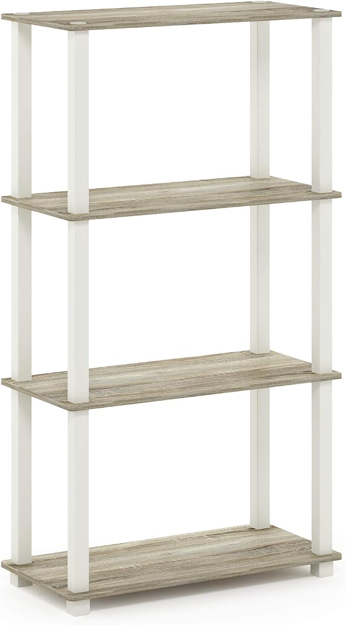 Furinno TURN-S-TUBE Storage Shelves, 4-Tier Book Shelf, Corner Shelf, Toolless - Image 4