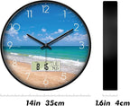 14" Silent Non-Ticking Modern Coastal Beach Wall Clock, Battery Operated Analog - Image 6