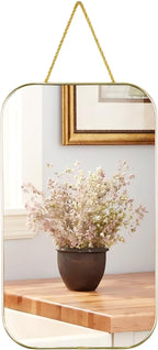 Gold Rectangular Wall Mirror, 15.6x9.2 Inch Modern Decorative Wall Mirror by SDlumeiy