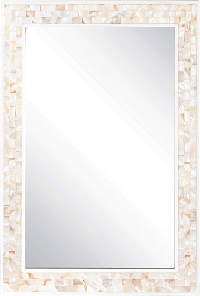 Wall Mounted Mosaic Mirror 30x40 Inch, Natural Mother of Pearl Inlay White - Image 5