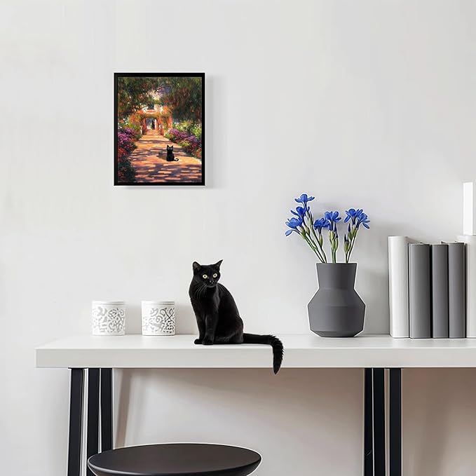 Hamduker Garden Black Cat Wall Art Pictures Funny Preppy Cat Posters Wall Art - Image 3