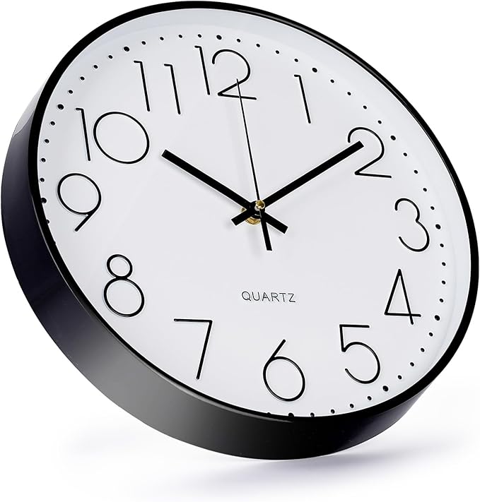 Wall Clock 12 Inch Non-Ticking Silent Modern Simple Style Round Decor Clock - Image 2