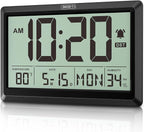 XREXS 10.4 Inch Digital Wall Clock, Battery Operated Large Display Clock by XREXS