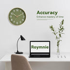 Roymnie Wall Clock 12 Inch Silent Green Wall Clocks Battery Operated- Modern - Image 4