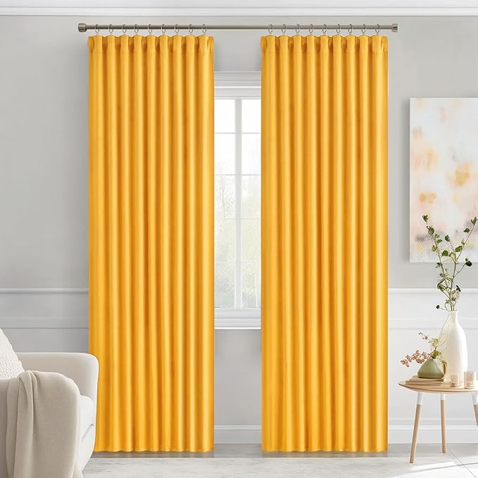 MIULEE Yellow Back Tab Blackout Curtains 84 Inch Length 2 Panels Set - Image 9