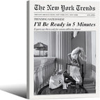 Vintage Newspaper Framed Wall Art Trendy Black and White Aesthetic Posters by FuSatisYilife