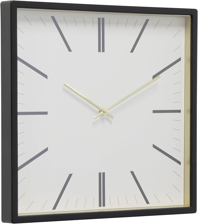 Forma Square Modern Wall Clock, Quartz Movement, Glass Face, Contemporary by STUDIODESIGNSHOME