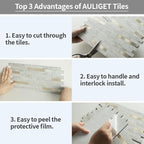 AULIGET 2 Sheets Faux Stone Peel and Stick Backsplash - Image 7
