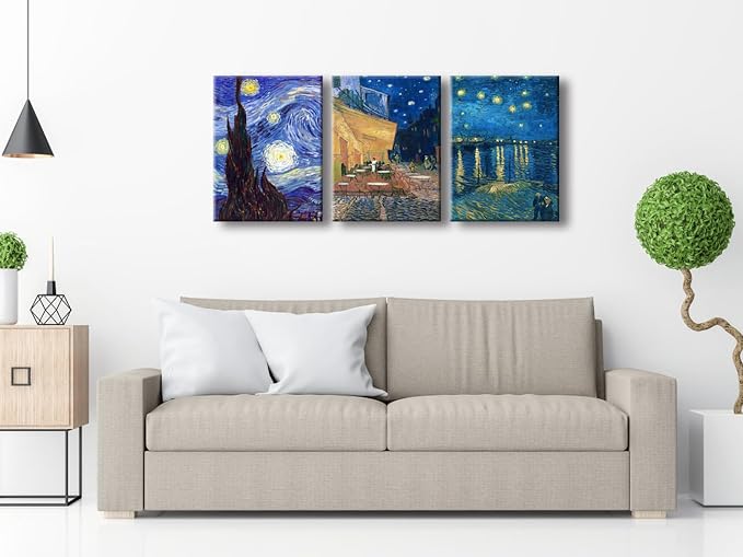 Wieco Art 3 Panels Canvas Prints of Vincent Van Gogh Paintings Reproduction - Image 2