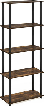 Furinno Turn-N-Tube Storage Shelves, 5-Tier Book Shelf, Corner Shelf, Toolless - Image 5
