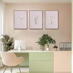 KISSFOX 3 Piece Floral Framed Wall Art Pink Wildflower Canvas Wall Art Flower - Image 6
