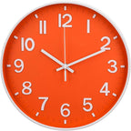 Wall Clock 12 Inch Orange Modern Simple Quartz Decorative Clock Non-Ticking by BAKBRAND