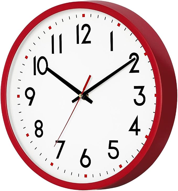 HZDHCLH Wall Clock Red, Silent Wall Clocks Battery Operated 8 Inch Modern Non - Image 7