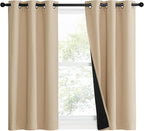 NICETOWN Bedroom Full Blackout Curtain Panels, 37 by 40-inch, Biscotti Beige by NICETOWN