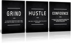 KAWAHONE Motivational Success Canvas Wall Art, Grind Hustle Confidence Wall by KAWAHONE
