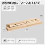 Homeforia 42 inch Natural Floating Shelf, High End Solid Real Wood 42inch Small - Image 2