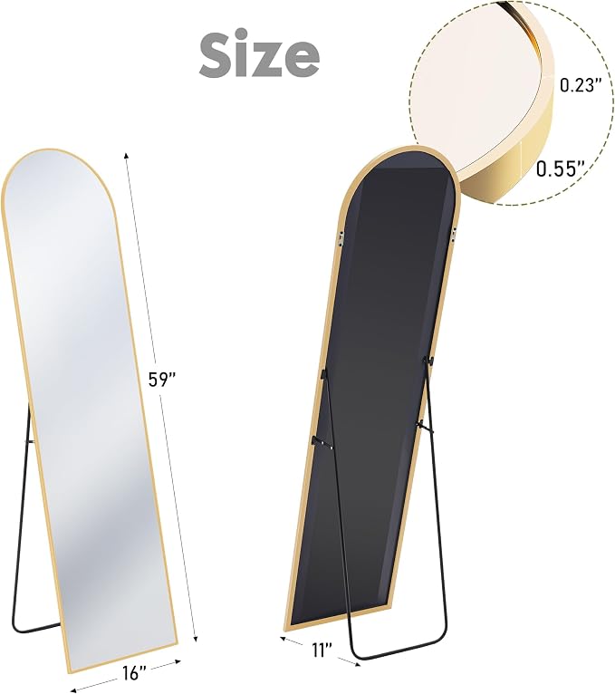 DUMOS 59"x16" Arched Full Length Mirror - Image 2