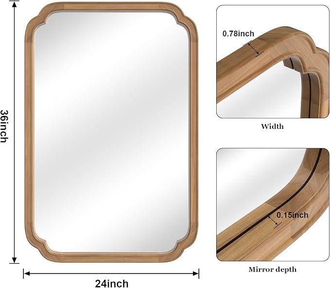 WallBeyond 24" x 36" Rounded Corner Arch Wall Mirror - Image 6