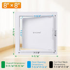 TICONN Access Panel for Drywall, 8 x 8 Inch ABS Plastic Wall Hole Cover Access - Image 2