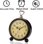 Pumtus 2 Pack Vintage Retro Analog Alarm Clocks, 5.2 Inch Silent Non Ticking - Image 4