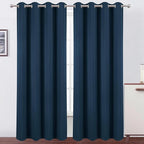 LEMOMO Blackout Curtains 52 x 90 Inch Long Navy Blue Curtains Set of 2 Panels by Lemomo