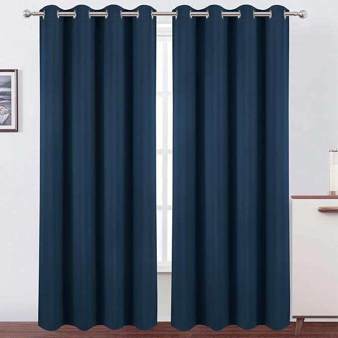 LEMOMO Blackout Curtains 52 x 120 Inch Long Navy Blue Curtains Set of 2 Panels by Lemomo