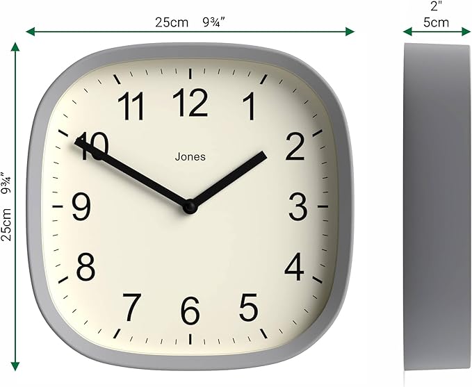 JONES CLOCKS® Sprite wall Clock | Modern Retro Rounded Square Clock | 10 inch | - Image 4